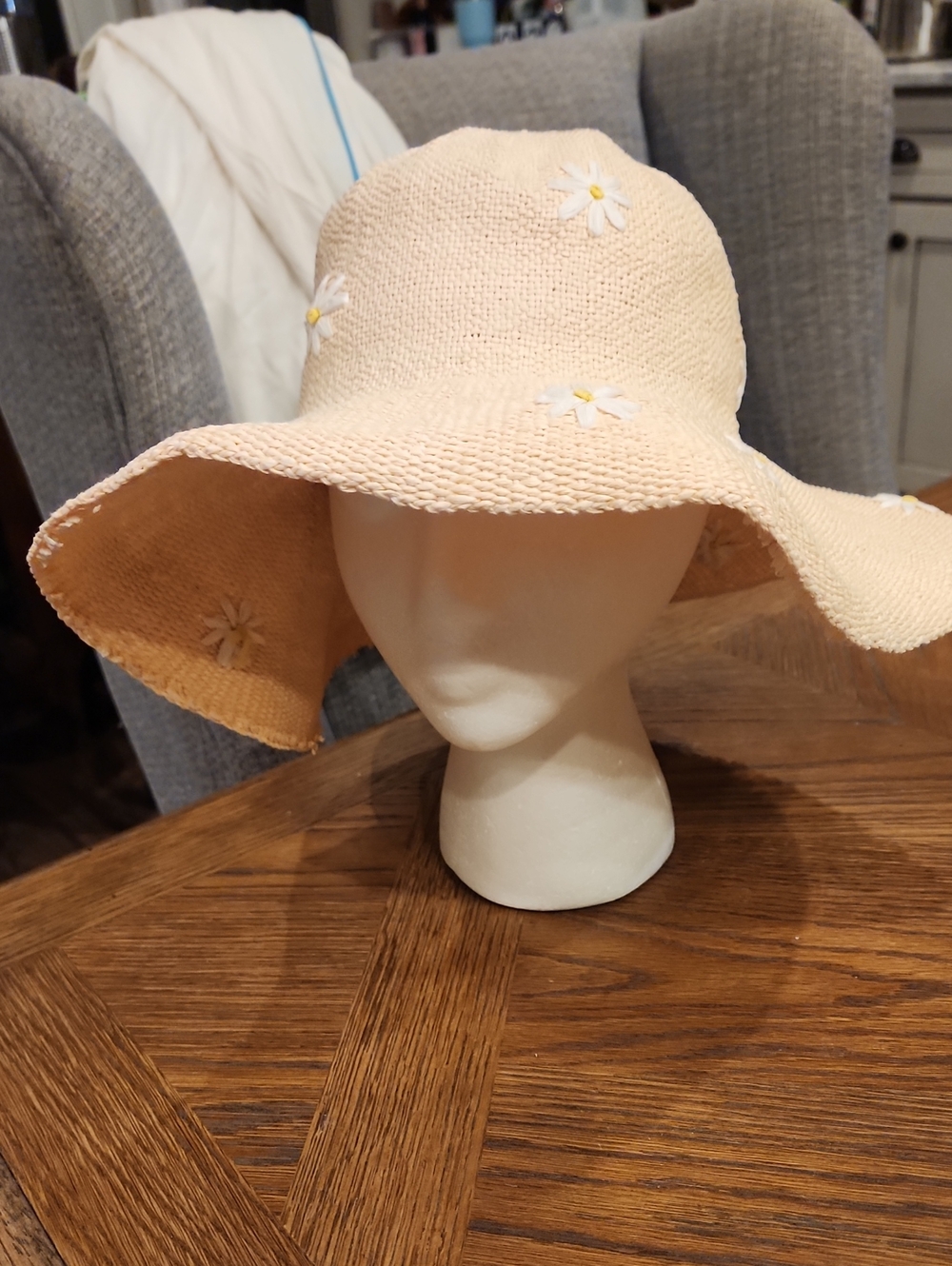 Scala Handmade Woven Straw Hat with Brass Logo - Hand Stitched Daiseys